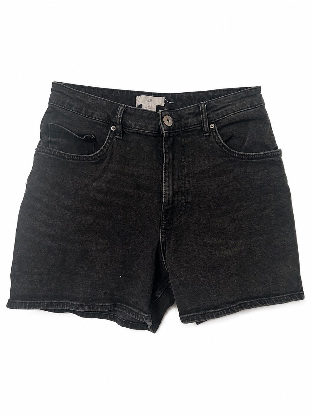 H&M High‑Waisted Black Denim Shorts – Size 6
